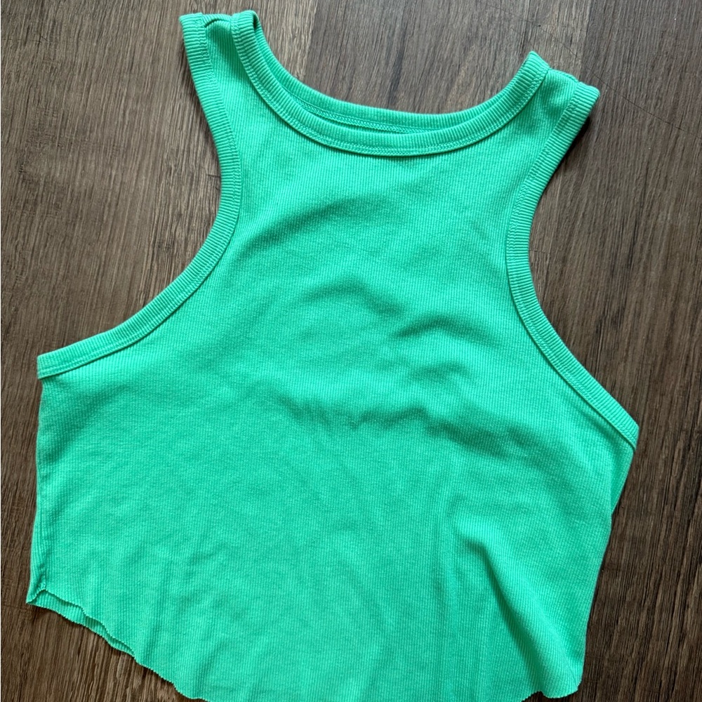 Wild Fable Racer Back Ribbed Green Crop Tank